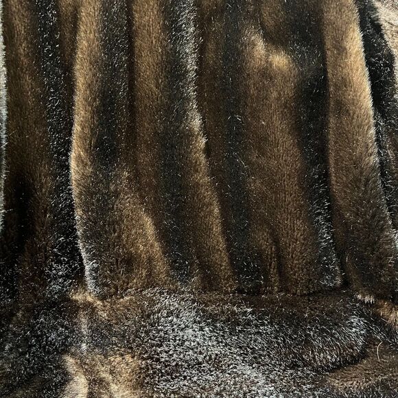 Vintage Faux Fur Coat Women's Medium Large Brown Dark Old Money Classy Mink - Picture 11 of 11